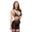 Комплект 2 Piece Strappy Mini Dress and G-String Set, черный: пеньюар + трусики-стринги - Фото №1