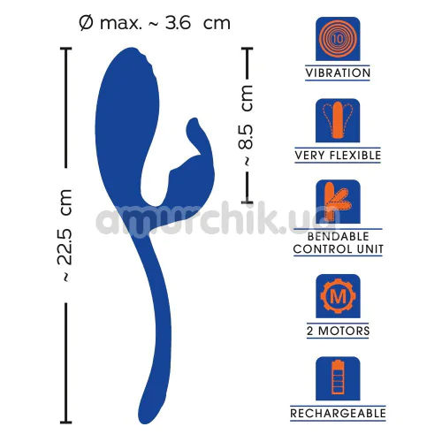 Вибратор Sweet Smile Flexible Double Bullet, градиентный синий