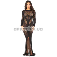 Сукня Leg Avenue Lace and Net Bodycon Gown, чорна - Фото №1