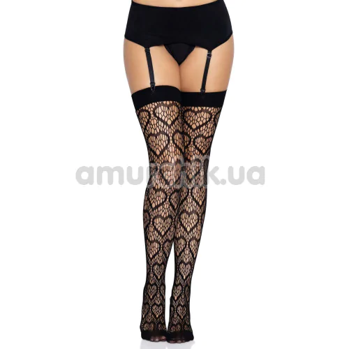 Панчохи Leg Avenue Heart Net Thigh Highs, чорні - Фото №1