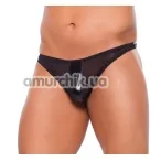 Труси-стрінги чоловічі Wet Look Thong, чорні - Фото №1