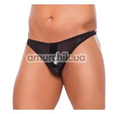 Труси-стрінги чоловічі Wet Look Thong, чорні - Фото №1