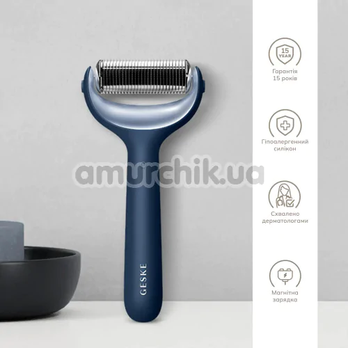 Массажер-роллер для лица и тела с микроиглами Geske MicroNeedle Face & Body Roller 8 in 1, синий