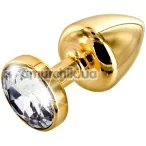 Анальна пробка з прозорим кристалом SWAROVSKI Anni Round T1, золота - Фото №1