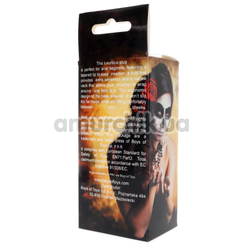 Анальна пробка з прозорим кристалом Exclusivity Jewellery Silicone Straight Plug M, чорна