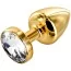 Анальна пробка з прозорим кристалом SWAROVSKI Anni Round T1, золота - Фото №1