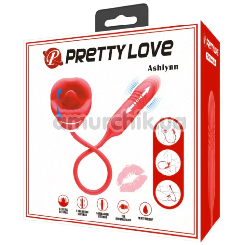 Симулятор орального секса для женщин с вибрацией и толчками Pretty Love Ashlynn, красный