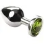 Анальная пробка с зеленым кристаллом SWAROVSKI Silver Chrysolite Middle, серебряная