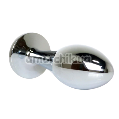 Анальная пробка с голубым кристаллом Exclusivity Jewellery Silver Straight Plug L, серебряная