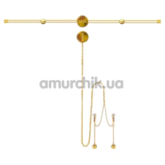 Зажимы для сосков и клитора Upko Double Bar Nipple Clamps and Clitoral Chain Set, золотые - Фото №1