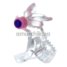 Эрекционное кольцо c вибрацией Boss Series EasyLove Vibro Cock Ring Tongue, прозрачное - Фото №1