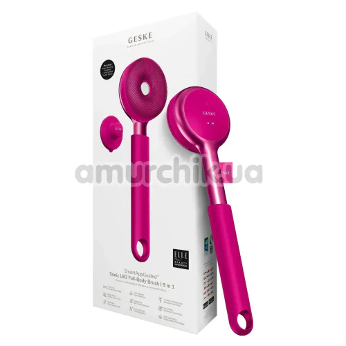 Звукова щітка для тіла Geske Sonic LED Full-Body Brush 9 in 1, яскраво-рожева