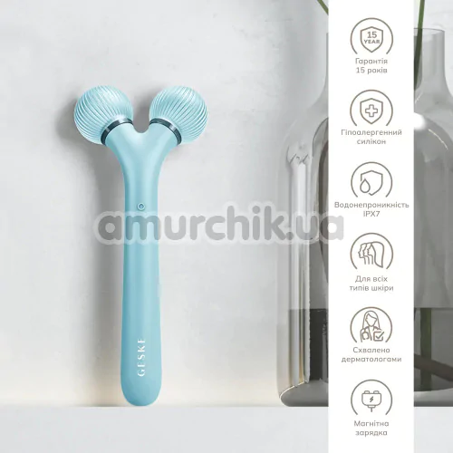 Ультразвуковий масажер для обличчя Geske Sonic Facial Roller 4 in 1, бірюзовий