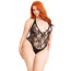 Боди Leg Avenue Floral Lace Deep-V Teddy, черное - Фото №2
