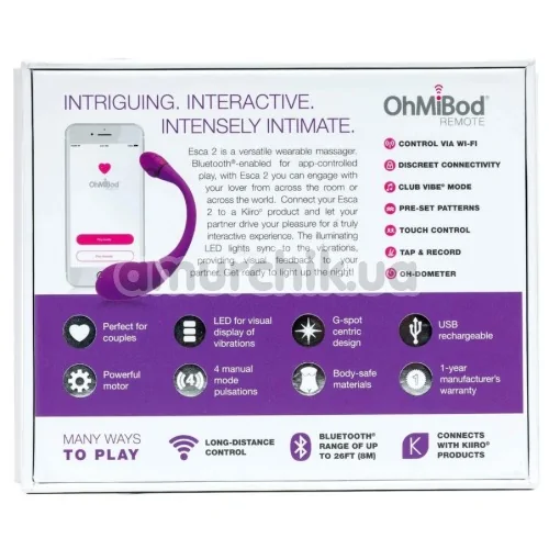 Віброяйце Ohmibod Esca 2 for Kiiroo, фіолетове