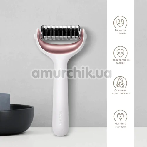 Массажер-роллер для лица и тела с микроиглами Geske MicroNeedle Face & Body Roller 8 in 1, кремовый