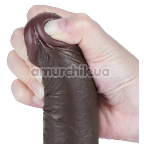 Фаллоимитатор Sliding-Skin Dual Layer Dong 7.5 с мошонкой, коричневый