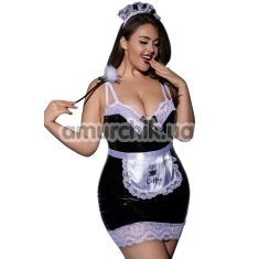 Костюм горничной JSY Sexy Lingerie P61108, черный: платье + головной убор + трусики-стринги + метелка + фартук - Фото №1