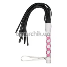 Плеть VIP Leather Flogger, бело-розовая - Фото №1