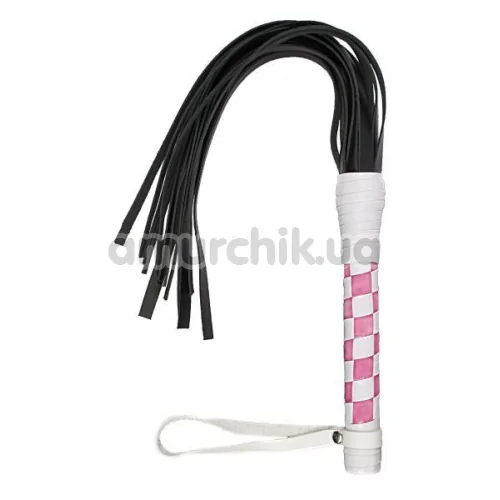 Батіг VIP Leather Flogger, біло-рожева