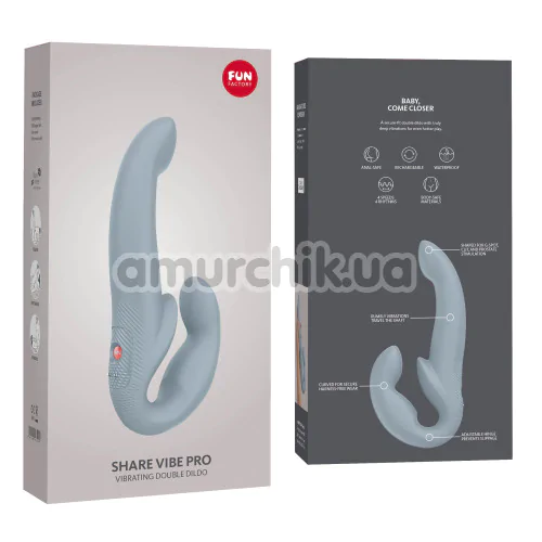 Безременевий страпон з вібрацією Fun Factory Share Vibe Pro, сірий