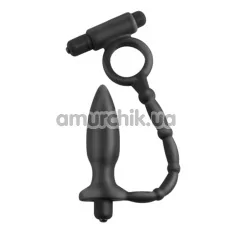 Виброкольцо со стимулятором простаты Anal Fantasy Collection Ass-Kicker With Cockring, черная - Фото №1