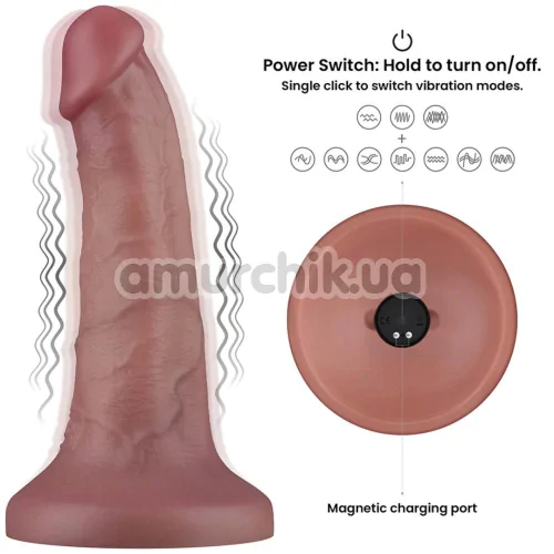 Вібратор Lovetoy Dual Density Power Cock 6, коричневий