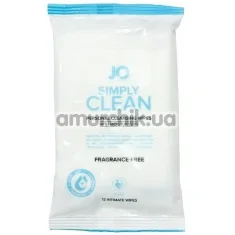 Салфетки для интимной гигиены JO Simply Clean - без запаха, 12 шт. - Фото №1