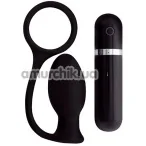 Анальная пробка с эрекционным кольцом с вибрацией Menz Stuff Ass Cork, 7.5 см черная - Фото №1