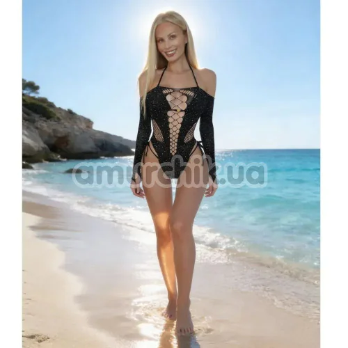 Боді Star Night Rhinestone Cut Out Bodysuit, чорне
