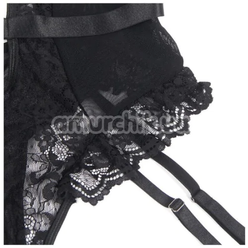 Боди с подвязками Star Night Mesh & Lace Garter Teddy, черное