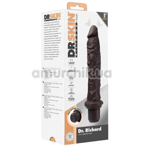 Вибратор Dr. Skin Silicone Dr. Richard 9, коричневый