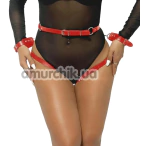 Гартеры с фиксаторами для рук Star Night BDSM Garter Belt With Handcuffs And Restraints, красные - Фото №1