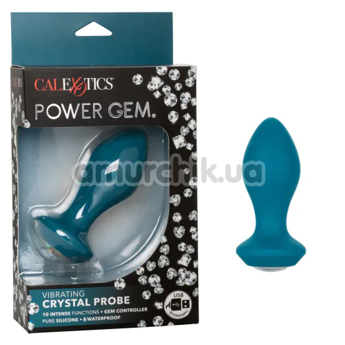 Анальна пробка з вібрацією Power Gem Vibrating Crystal Probe, синя