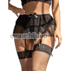 Комплект Star Night Double Lace Mini Skirt Set, чорний: трусики-стрінги + пояс для панчіх - Фото №1