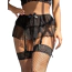 Комплект Star Night Double Lace Mini Skirt Set, черный: трусики-стринги + пояс для чулок - Фото №1