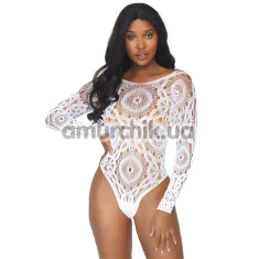 Боди Leg Avenue Snap Crotch Thong Back Teddy, белое - Фото №1