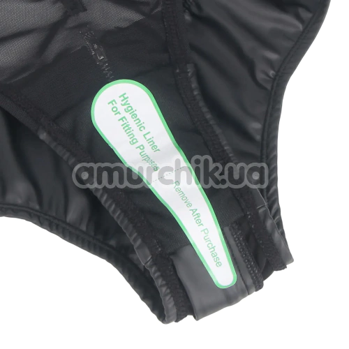 Трусики Star Night Wetlook Zipper Panties, чорні