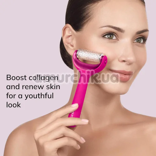 Масажер-ролер для обличчя та тіла з мікроголками Geske MicroNeedle Face & Body Roller 8 in 1, яскраво-рожевий