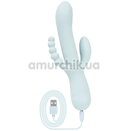 Анально-вагинально-клиторальный вибратор Good Vibes Only Sage, голубой