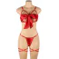 Комплект Star Night Openable Bow Sexy Bra Set, красный: бюстгальтер + трусики-стринги + гартеры - Фото №11