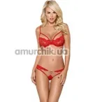 Комплект Obsessive 829-SET-3 красный: бюстгальтер + трусики-стринги  - Фото №1