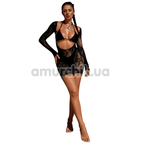 Сукня Star Night Longsleeve Open Front Mini Dress, чорна