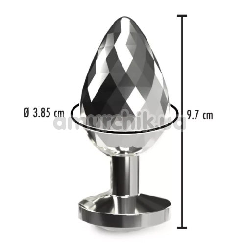 Анальна пробка з прозорим кристалом Anal Play Disco Diamond Plug Large, срібна