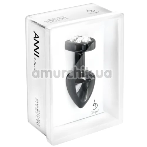 Анальна пробка з прозорим кристалом SWAROVSKI Anni R Clover T1, чорна
