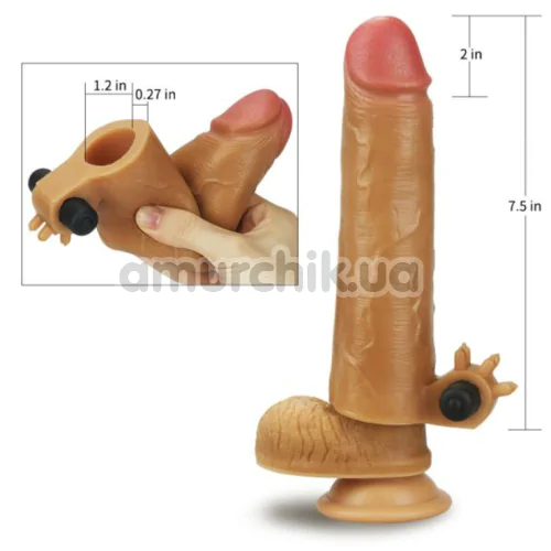 Насадка на пенис с вибрацией Revolutionary Silicone Nature Extender LV414101, коричневая