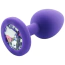Анальная пробка с прозрачным кристаллом Classic Silicone Butt Plug With Crystal, фиолетовая - Фото №1
