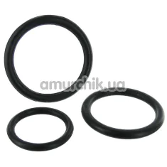 Набір ерекційних кілець для члена Trinity Vibes Black Triple Cock Ring Set, чорний - Фото №1