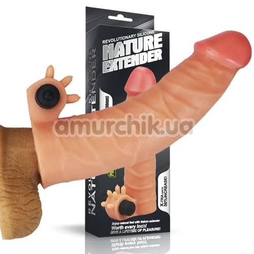 Насадка на пенис с вибрацией Revolutionary Silicone Nature Extender LV414100, телесная