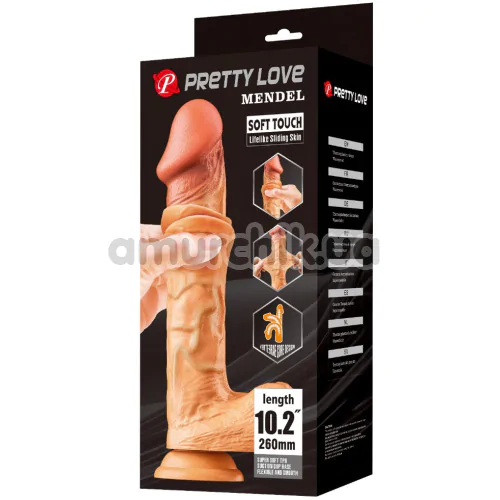 Фалоімітатор Pretty Love Sliding Skin Mendel 10.2, тілесний